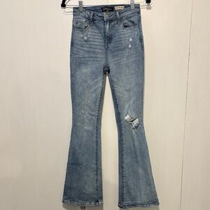 BCBGeneration Light Blue Distressed Flare Jeans